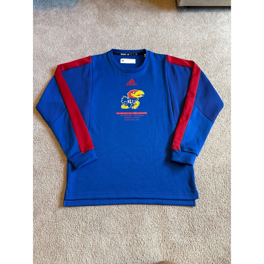 Kansas Jayhawks Adidas Men’s Athletic Pullover Sweatshirt Size Medium